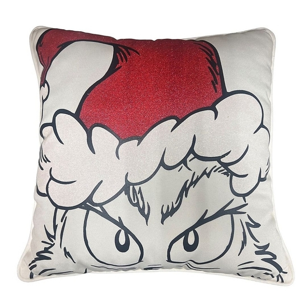 The grinch Dr Seuss who's merry 16x16 decorative pillow nwt - Picture 6 of 8
